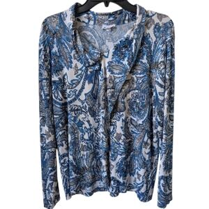 Nikki Floral Draped Tie Blouse Size Large